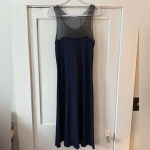 Armani Collezioni Navy Mesh detail midi dress 12